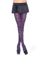 Leg Avenue Striped Tights - Plus Size - Black/purple